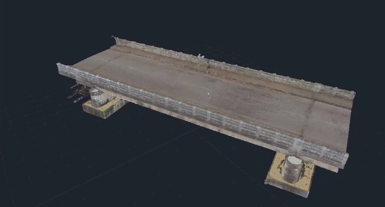 The textured LiDAR scan of a bridge.